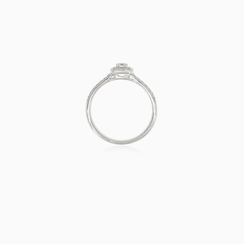 Luxurious  white gold engagement ring with embellished square design