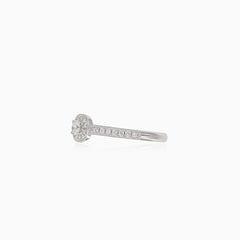 Luxurious  white gold engagement ring with embellished square design
