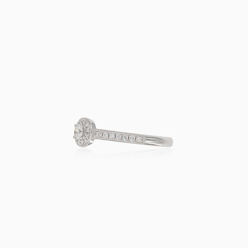 Luxurious  white gold engagement ring with embellished square design