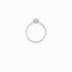 Sparkling  gold engagement ring with geometric charm