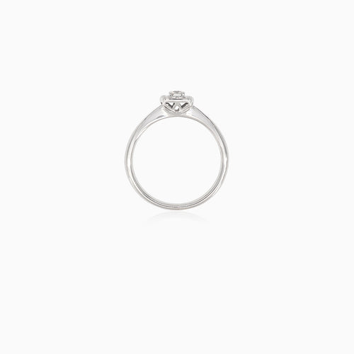 Sparkling  gold engagement ring with geometric charm