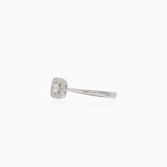 Sparkling  gold engagement ring with geometric charm