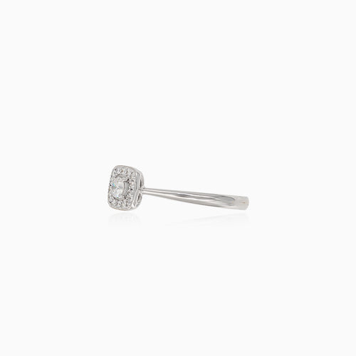 Sparkling  gold engagement ring with geometric charm