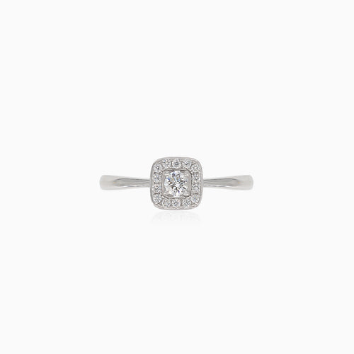 Sparkling  gold engagement ring with geometric charm