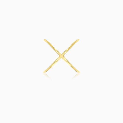 Eleganter Gelbgold-Damenring im X-Design