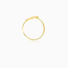 Bague chic en or jaune design feuille