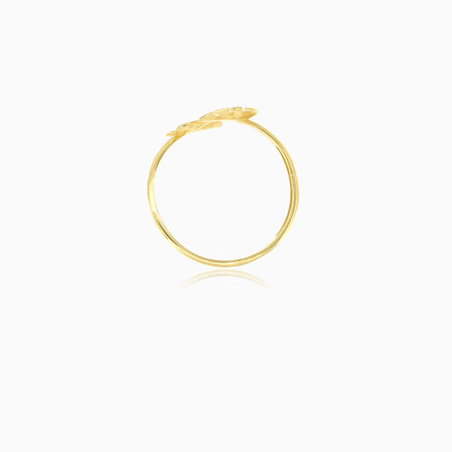 Bague chic en or jaune design feuille