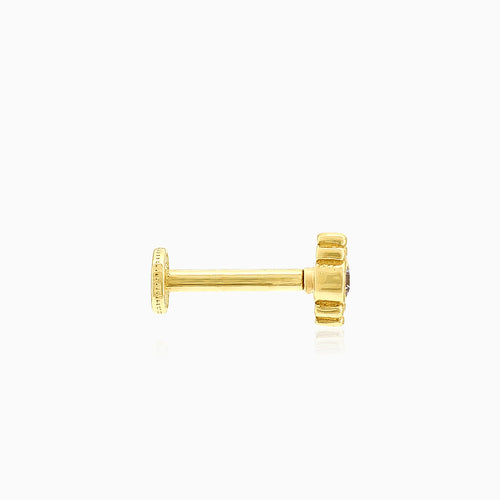 Stylový zlatý piercing se zirkonem v rámečku