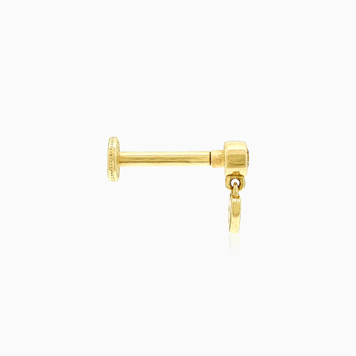 Chic cubic zirconia gold piercing with dangling heart