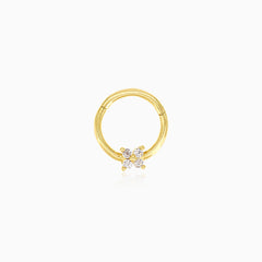 Aro de piercing en oro amarillo chic con circonitas brillantes