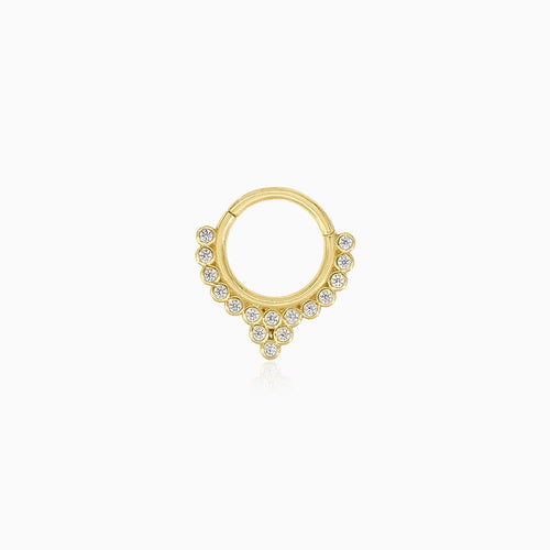 Goldenes Damen-Hoop-Piercing mit Zirkonia