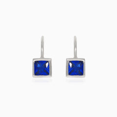 Pendientes colgantes de plata con zafiro sintético