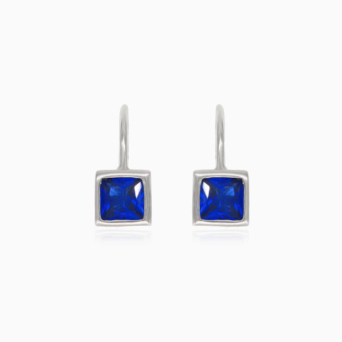 Pendientes colgantes de plata con zafiro sintético