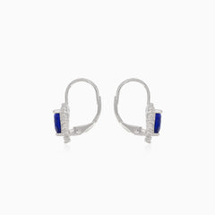 Stříbrné náušnice se safírovým srdcem