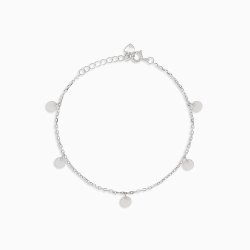 Silver ankle bracelet with coin charms