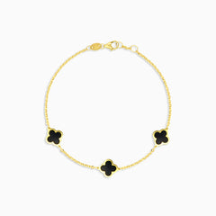 Brazalete de oro con ónix negro chic