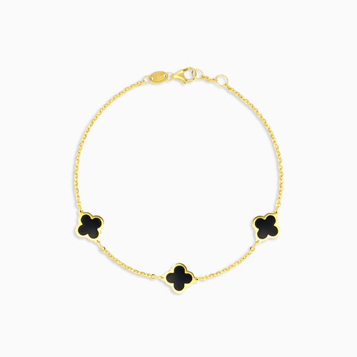 Bracelet chic en or avec onyx noir