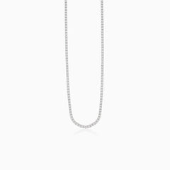 Breite silberne Tennis-Halskette