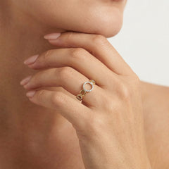 Bague en or blanc et jaune haute brillance lumineuse