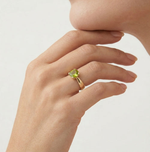 Mystische-Anziehungskraft-Moldavit-Kissen-Eleganz-Ring