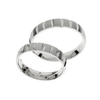 White gold rings with carved lines