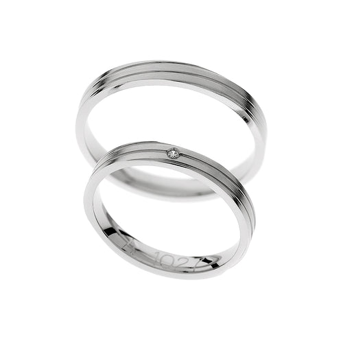 Elegante Weißgold-Eheringe mit und ohne Diamant