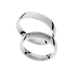 Bagues de mariage en or blanc poli brillant