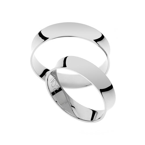 Elegante gebogene Weißgold-Eheringe