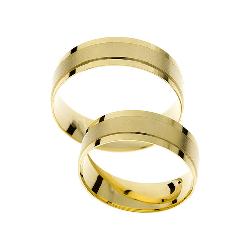 Gelbgoldring mit glänzend-mattem und poliertem Band
