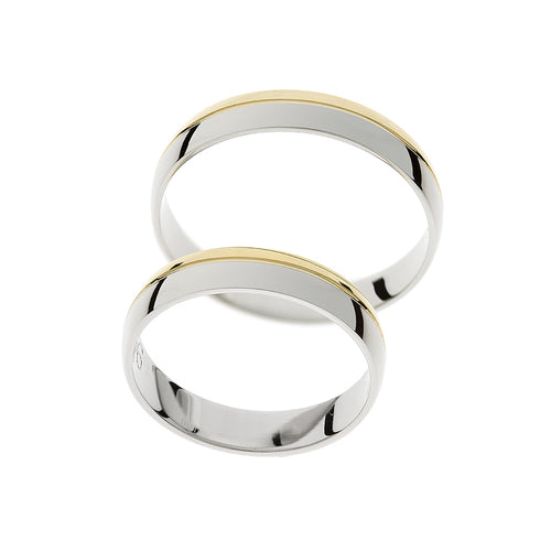 Zweifarbiger, polierter Gold-Ehering