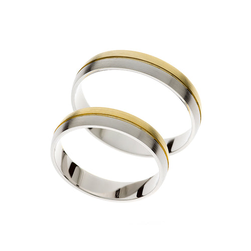 Eleganter Bicolor-Gold-Ehering mit mattem Finish