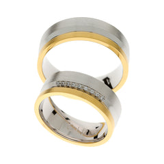 Anillos de boda macizos de oro amarillo y blanco