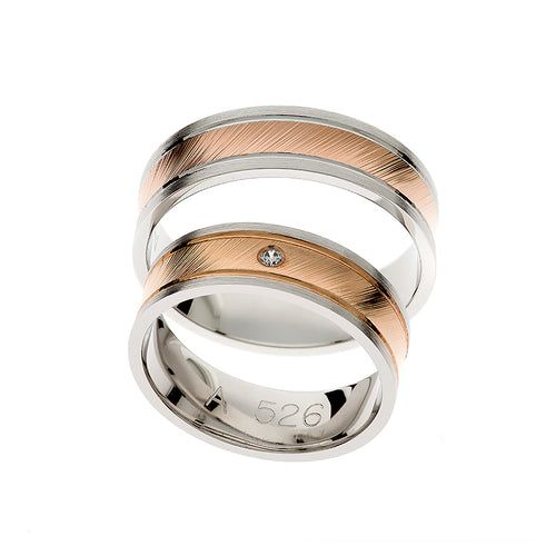 Eleganter, breiter Ehering aus Weiß- und Roségold