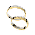 Channel set dual gold wedding rings