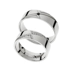 Elegantní smíšené snubní prsteny s bílým a černým diamantem