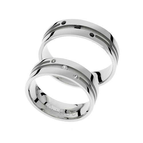 Moderne Doppeldiamant-Eheringe