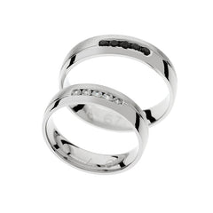 Bague de mariage large moitié polie moitié mate
