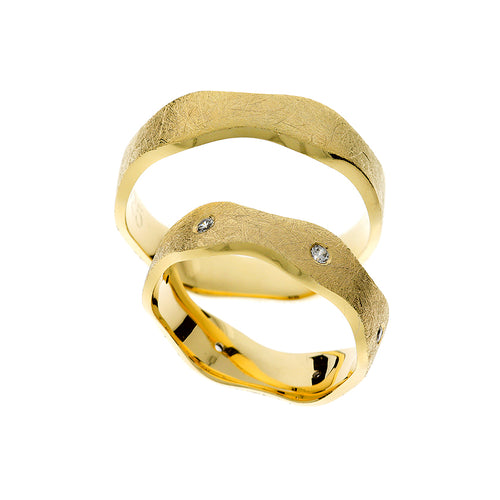 Unique round design mEinzigartiger, rund gestalteter, matter Gold-Eheringatte gold wedding ring