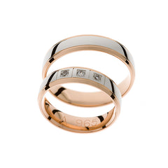 Elegantes alianzas de boda de dos tonos de oro