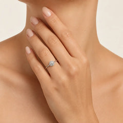White Gold Cubic Zirconia Cluster Ring