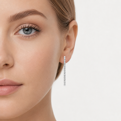 Sterling Silver Zirconia Bar Drop Earrings