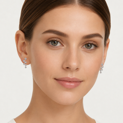 Sterling Silver Curved CZ Stud Earrings