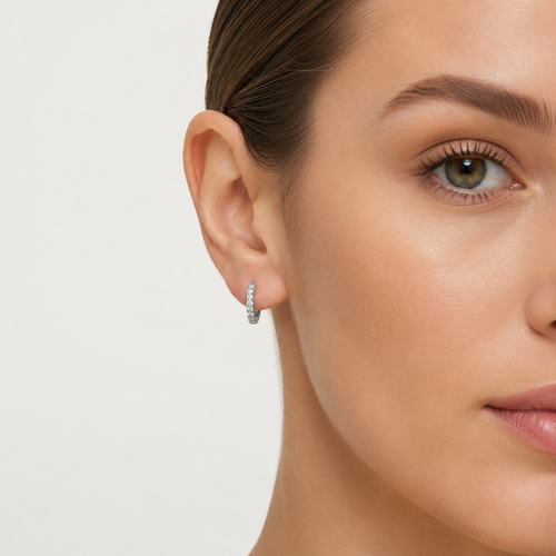 Sterling Silver Pavé Hoop Earrings