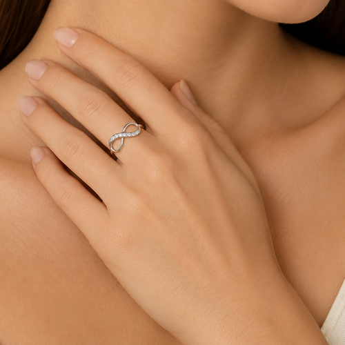 White Gold Infinity Zircon Ring
