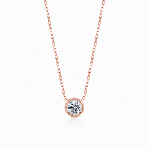 Rose Gold Bezel Diamond Necklace
