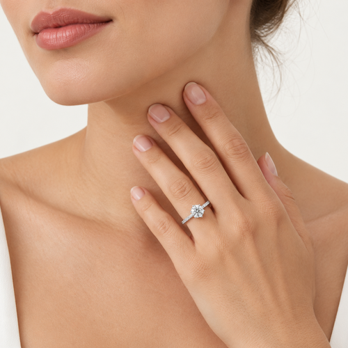 Diamond solitaire ring in white gold