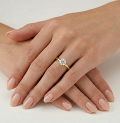 Wide six-prong gold ring