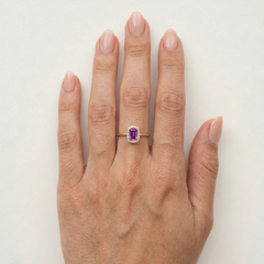 Bague halo rectangulaire avec améthyste