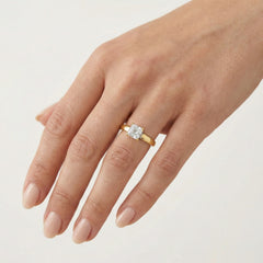 Princess cubic zirconia yellow gold ring