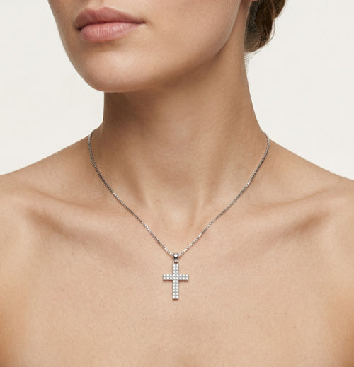 Kleines Kreuz mit zwei Zirkonia-Reihen